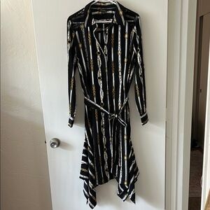 Thalia Sodi Black and White Asymmetrical Wrap Dress